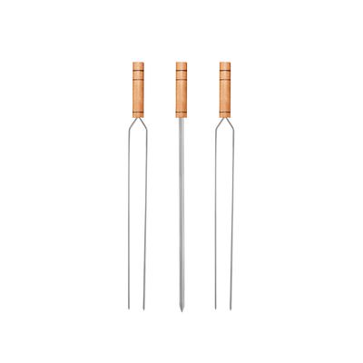 Espetos Duplo Simples Suporte Parede Preto Kit Churrasco 4pc