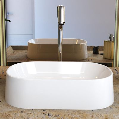 Cuba de Apoio Oval Para Banheiro Lavabo Laila C01 O42W Branco - Lyam