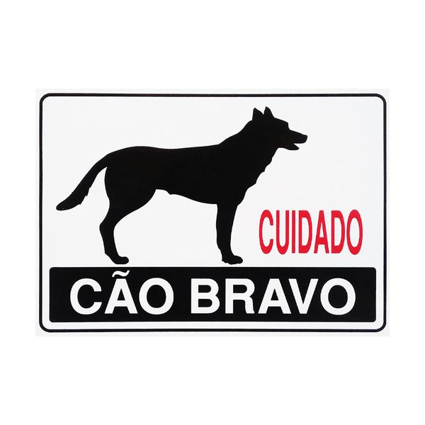 Placa De Sinalização Cuidado Cão Bravo 30x20 Acesso - P-8 F9e