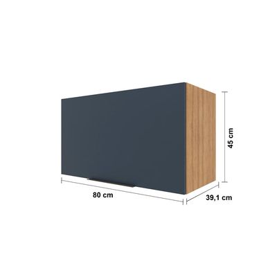 Armário Aéreo para Geladeira Bartira Cristal com 1 Porta e 80cm de largura  Lâmina Mel/Azul Royal Lâmina de Mel/Azul Royal