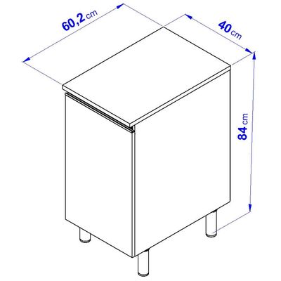 Balcão Bartira Cristal em MDP com 1 Porta, 40cm de Largura - Lâmina de Mel/Azul Royal Lâmina de Mel/Azul Royal