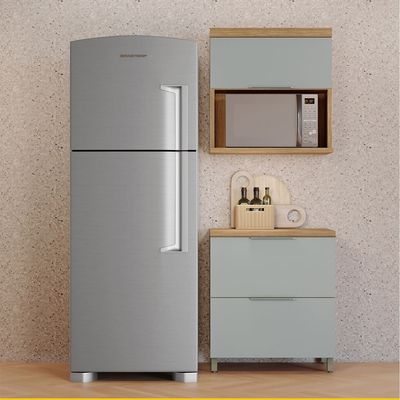 Cozinha Compacta Nesher Marquesa com 2 Portas 1 Gaveta e 2 Prateleiras 80cm Marrom/Verde/Cinza