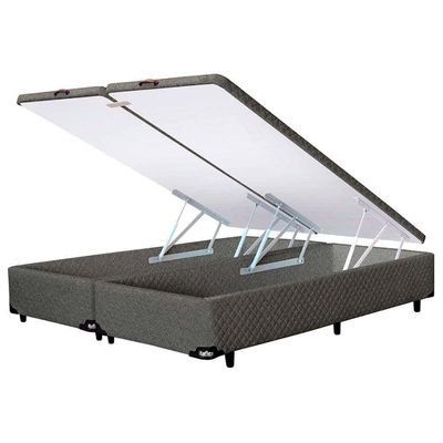 Colchão Queen Size New Itália D26 Molas Ensacadas e Pillow Top Umaflex + Base Box Itaflex Universal com Baú Preto/Granite