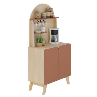 Cantinho do Café Artely Viena com 2 portas e 3 prateleiras 80cm de largura Naturale e Terracota