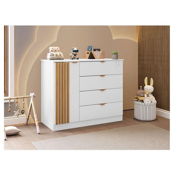 Cômoda Infantil Ambiente Ayla Branco Acetinado - Phoenix Cômoda Infantil Ambiente Ayla Branco Acetinado - Phoenix