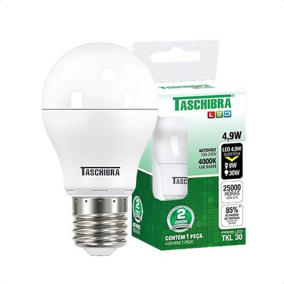 Kit 5 Lâmpadas Led Bolinha Tkl 4,9w Taschibra E27 Bivolt 4000k Neutro