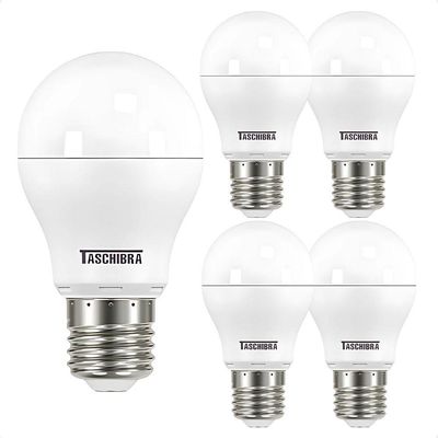 Kit 5 Lâmpadas Led Bolinha Tkl 4,9w Taschibra E27 Bivolt 4000k Neutro