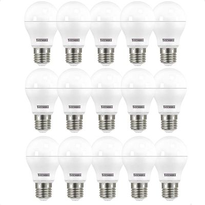 Kit 15 Lâmpadas Led Bolinha Tkl 4,9w Taschibra E27 Bivolt 3000k Quente