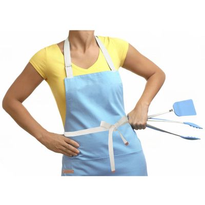 Avental Azul Claro Algodao Confeitaria Padaria Doceria 10un