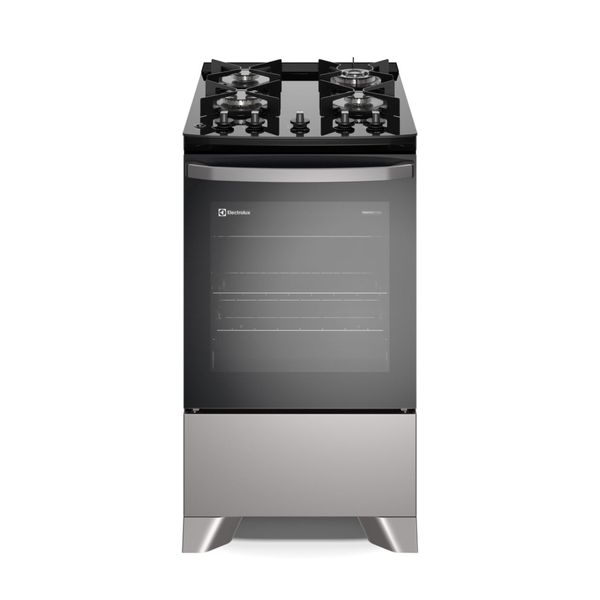 Fogão 4 bocas Electrolux Prata Efficient com Mesa de Vidro, Tripla Chama e VaporBake (FE4GS) Bivolt