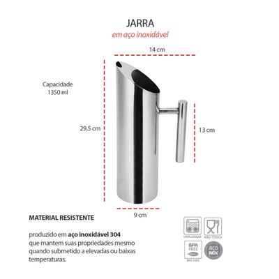 Jarra de Suco Agua Aço Inox Bar Festa Buffet Restaurante