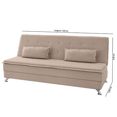 Sofá Cama Reclinável Besthouse Ubatuba Veludo Capuccino
