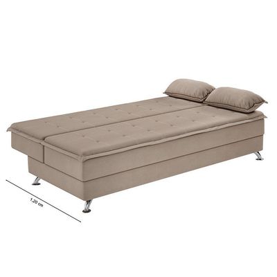 Sofá Cama Reclinável Besthouse Ubatuba Veludo Capuccino
