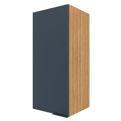 Armário Aéreo Bartira Cristal com 1 Porta, 2 Prateleiras e 40cm de largura - Lâmina Mel/Azul Royal Lâmina de Mel/Azul Royal