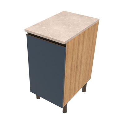 Balcão Bartira Cristal em MDP para Temperos com 2 Gavetas - 40cm de Largura Lâmina de Mel/Azul Royal
