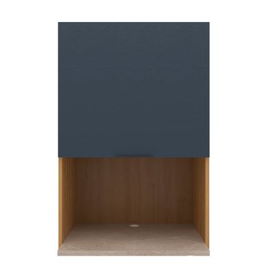 Armário Aéreo Bartira Cristal com Nicho para Micro-ondas, 1 Porta, 1 Prateleira e 60cm de largura - Lâmina Mel/Azul Royal Lâmina de Mel/Azul Royal
