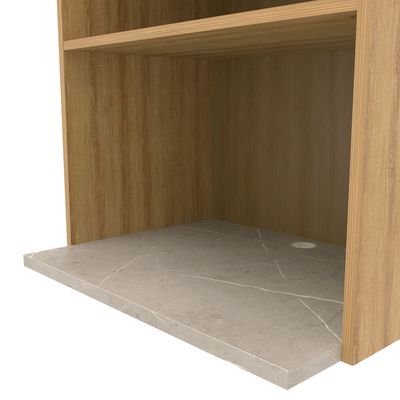 Armário Aéreo Bartira Cristal com Nicho para Micro-ondas, 1 Porta, 1 Prateleira e 60cm de largura - Lâmina Mel/Azul Royal Lâmina de Mel/Azul Royal