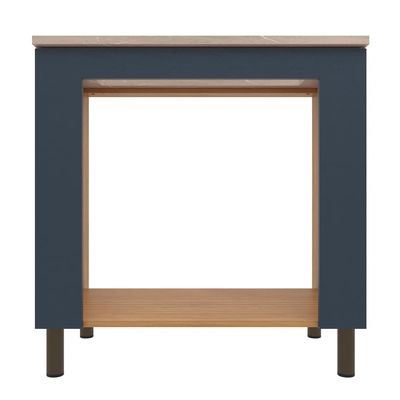 Balcão Bartira Cristal em MDP para Forno e Cooktop 5 Bocas, 80cm de largura - Lâmina de Mel/Azul Royal Lâmina de Mel/Azul Royal