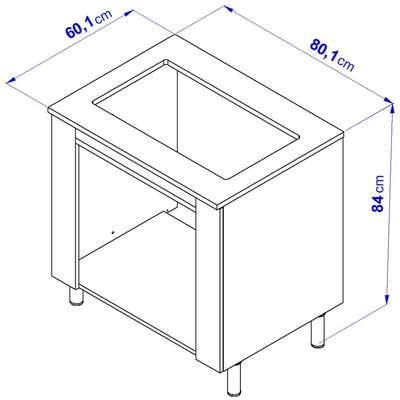 Balcão Bartira Cristal em MDP para Forno e Cooktop 5 Bocas, 80cm de largura - Lâmina de Mel/Azul Royal Lâmina de Mel/Azul Royal