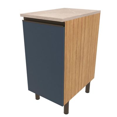 Balcão Bartira Cristal em MDP com 1 Porta, 40cm de Largura - Lâmina de Mel/Azul Royal Lâmina de Mel/Azul Royal