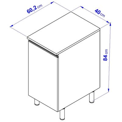 Balcão Bartira Cristal em MDP com 1 Porta, 40cm de Largura - Lâmina de Mel/Azul Royal Lâmina de Mel/Azul Royal