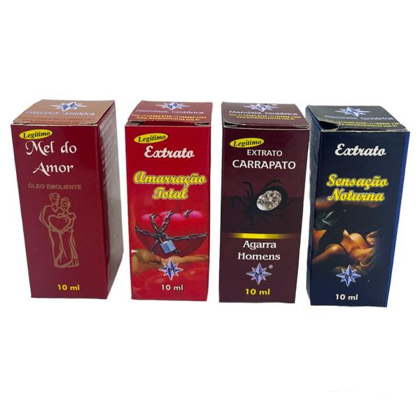 Kit com 4 Óleos Atrativos para Atração Total 10 ml Cada Kit com 4 Óleos Atrativos para Atração Total 10 ml Cada
