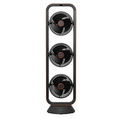 Ventilador de Torre Spirit Robot Triplo 130W com 3 Velocidades, Controle Remoto e Painel Digital com Display LED Preto com Tabaco / 220V