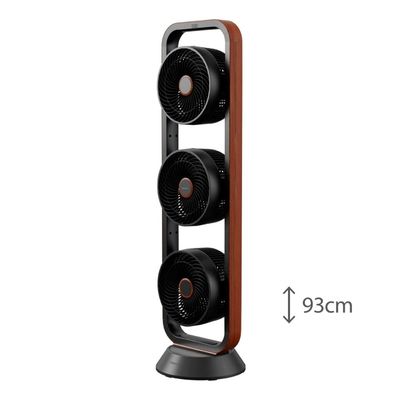 Ventilador de Torre Spirit Robot Triplo 130W com 3 Velocidades, Controle Remoto e Painel Digital com Display LED Preto com Tabaco / 220V