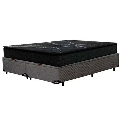 Colchão Queen Size New Itália D26 Molas Ensacadas e Pillow Top Umaflex + Base Box Itaflex Universal com Baú Preto/Granite