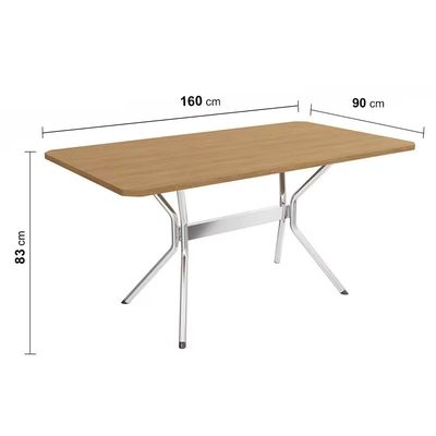 Mesa de Jantar Kappesberg Milano com 6 Cadeiras Estofadas Cromada, Freijó e Capuccin