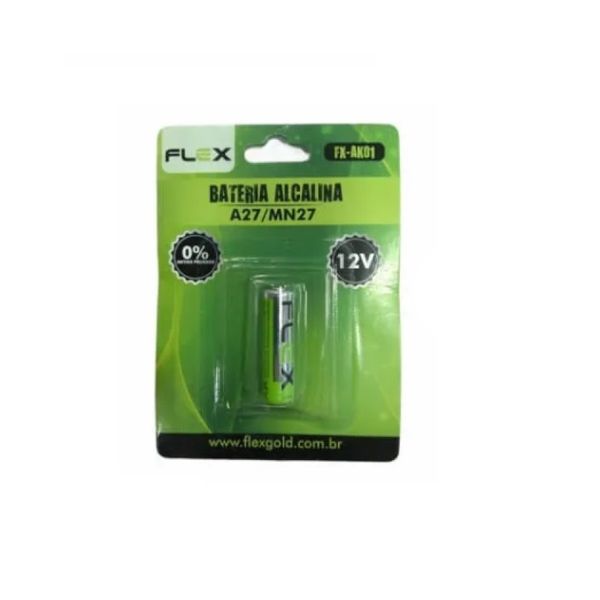 Bateria Alcalina Flex Cartela com 1 unidade A27 -12v FX-AK01 Bateria Alcalina Flex Cartela com 1 unidade A27 -12v FX-AK01