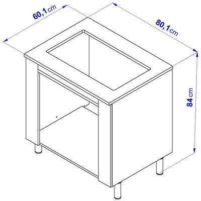 Balcão Bartira Cristal em MDP para Forno e Cooktop 5 Bocas, 80cm de largura - Lâmina de Mel/Azul Royal Lâmina de Mel/Azul Royal