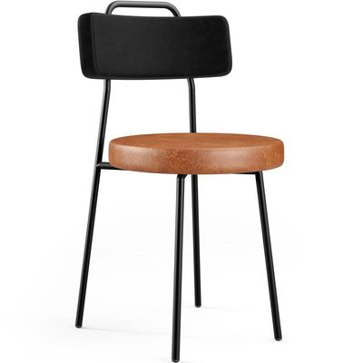 Kit 02 Cadeiras Decorativas Estofada Para Sala Jantar Barcelona L02 Couríssimo Preto Camel - Lyam