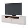Rack Bancada para TV até 75 Santorini 2.0 4 Portas 2 Nichos Tampo 25mm Puxador Dourado Fosco Colibri Móveis Off White Matte/Freijó