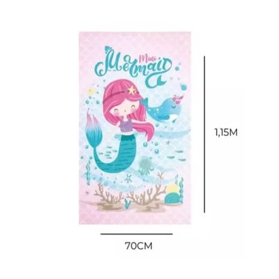 Toalha Banho Infantil Felpudo 70x115cm Dohler Mini Mermaid