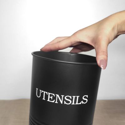 Porta Talheres Utensilios Suporte Organizador Preto Aço