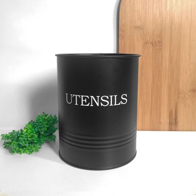 Porta Talheres Utensilios Suporte Organizador Preto Aço