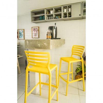 Banqueta Sofia Alta Bar Amarela Tramontina