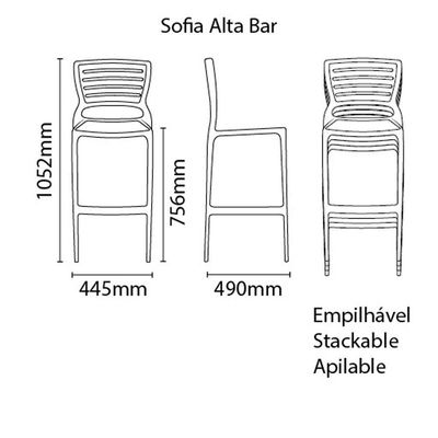 Banqueta Sofia Alta Bar Amarela Tramontina