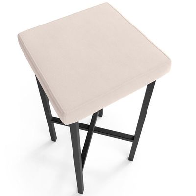 Banqueta Alta Bar Cozinha Sala De Jantar Preto Stella L02 Suede Bege - Lyam Decor