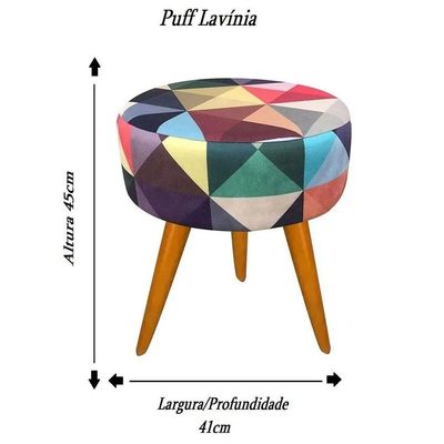Puff Redondo Lavínia Triângulo Pês Palito