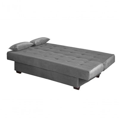 Sofá Cama 3 Lugares Casal Reclinável 190 Larg Laila Matrix Veludo Cinza