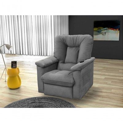 Poltrona Do Papai Eletrica Super Luxo Com Controle Remoto Porshe Matrix Veludo Cinza
