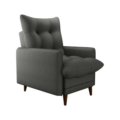 Poltrona De Amamentação Com Puff Luxo Confortável Montreal Matrix Linho Chumbo