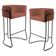 Kit 2 Banquetas Decorativas Base Aço Preto Linho Laranja