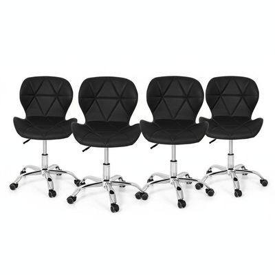 Conjunto 4 Cadeiras Office Eiffel Slim Giratória Ajustável Preta