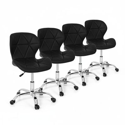 Conjunto 4 Cadeiras Office Eiffel Slim Giratória Ajustável Preta