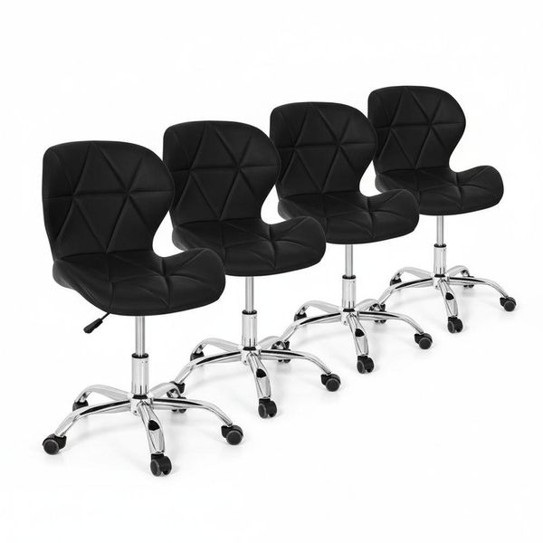 Conjunto 4 Cadeiras Office Eiffel Slim Giratória Ajustável Preta