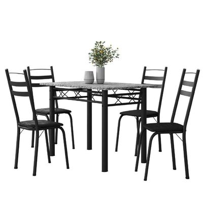 Conjunto De Mesa Sala De Jantar Com 4 Cadeiras Leia Tubular Granito 1,20m Artefamol Preto