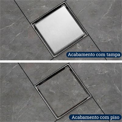Ralo Oculto Invisivel Inox Escovado Quadrado 20x20cm Smart Depot Ralo Escondido Para Banheiro Lavabo